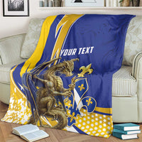 Bosnia and Herzegovina Independence Day Personalized Blanket Medieval Dragon Fleur-de-Lis Patriotic