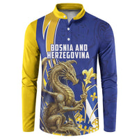 Bosnia and Herzegovina Independence Day Personalized Button Sweatshirt Medieval Dragon Fleur-de-Lis Patriotic