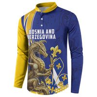 Bosnia and Herzegovina Independence Day Personalized Button Sweatshirt Medieval Dragon Fleur-de-Lis Patriotic