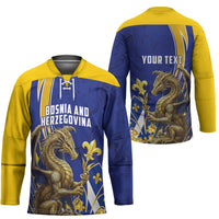 Bosnia and Herzegovina Independence Day Personalized Hockey Jersey Medieval Dragon Fleur-de-Lis Patriotic