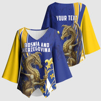 Bosnia and Herzegovina Independence Day Personalized Kimono Sleeve Blouse Medieval Dragon Fleur-de-Lis Patriotic