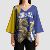Bosnia and Herzegovina Independence Day Personalized Kimono Sleeve Blouse Medieval Dragon Fleur-de-Lis Patriotic