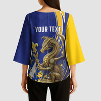 Bosnia and Herzegovina Independence Day Personalized Kimono Sleeve Blouse Medieval Dragon Fleur-de-Lis Patriotic