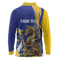 Bosnia and Herzegovina Independence Day Personalized Long Sleeve Polo Shirt Medieval Dragon Fleur-de-Lis Patriotic