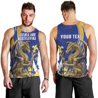 Bosnia and Herzegovina Independence Day Personalized Men Tank Top Medieval Dragon Fleur-de-Lis Patriotic