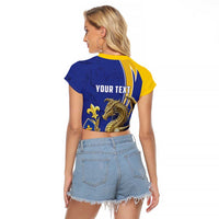 Bosnia and Herzegovina Independence Day Personalized Raglan Cropped T Shirt Medieval Dragon Fleur-de-Lis Patriotic