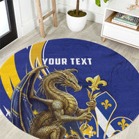 Bosnia and Herzegovina Independence Day Personalized Round Carpet Medieval Dragon Fleur-de-Lis Patriotic