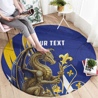 Bosnia and Herzegovina Independence Day Personalized Round Carpet Medieval Dragon Fleur-de-Lis Patriotic