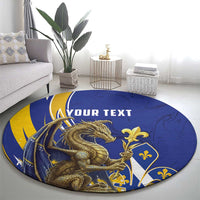 Bosnia and Herzegovina Independence Day Personalized Round Carpet Medieval Dragon Fleur-de-Lis Patriotic