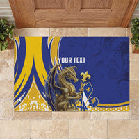 Bosnia and Herzegovina Independence Day Personalized Rubber Doormat Medieval Dragon Fleur-de-Lis Patriotic