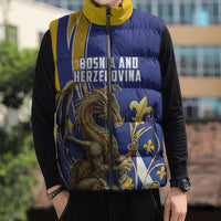 Bosnia and Herzegovina Independence Day Personalized Sleeveless Puffer Jacket Medieval Dragon Fleur-de-Lis Patriotic