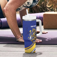 Bosnia and Herzegovina Independence Day Personalized Tumbler With Handle Medieval Dragon Fleur-de-Lis Patriotic