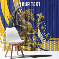 Bosnia and Herzegovina Independence Day Personalized Window Curtain Medieval Dragon Fleur-de-Lis Patriotic
