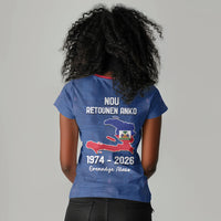 Haiti Football Women V-Neck T-Shirt Nou Retounen Anko 1974-2026
