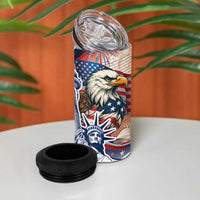 United States Fourth Of July 4 in 1 Can Cooler Tumbler Eagle Dead With American Flag