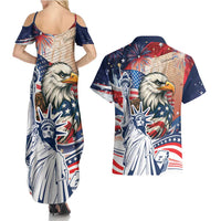 United States Fourth Of July Couples Matching Summer Maxi Dress and Hawaiian Shirt Eagle Dead With American Flag