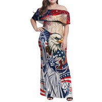United States Fourth Of July Family Matching Off Shoulder Maxi Dress and Hawaiian Shirt Eagle Dead With American Flag