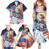 United States Fourth Of July Family Matching Summer Maxi Dress and Hawaiian Shirt Eagle Dead With American Flag