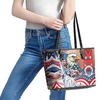 United States Fourth Of July Leather Tote Bag Eagle Dead With American Flag