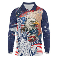 United States Fourth Of July Long Sleeve Polo Shirt Eagle Dead With American Flag