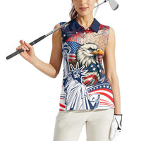 United States Fourth Of July Women Sleeveless Polo Shirt Eagle Dead With American Flag