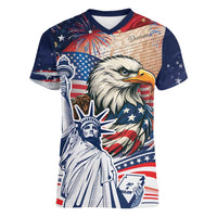 United States Fourth Of July Women V-Neck T-Shirt Eagle Dead With American Flag