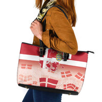 Danish National Flag Day Leather Tote Bag Coat Of Arms With Map