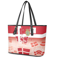 Danish National Flag Day Leather Tote Bag Coat Of Arms With Map