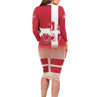 Danish National Flag Day Long Sleeve Bodycon Dress Coat Of Arms With Map