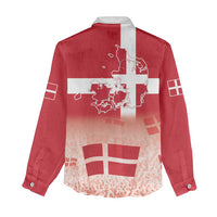 Danish National Flag Day Women Casual Shirt Coat Of Arms With Map