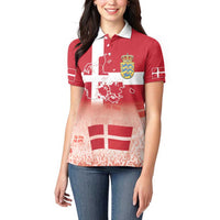 Danish National Flag Day Women Polo Shirt Coat Of Arms With Map