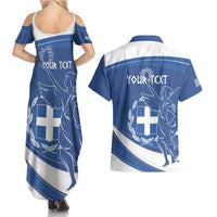 Personalized National Greek Flag Day Couples Matching Summer Maxi Dress and Hawaiian Shirt Elliniki Dimokratia