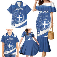 Personalized National Greek Flag Day Family Matching Mermaid Dress and Hawaiian Shirt Elliniki Dimokratia