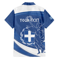 Personalized National Greek Flag Day Family Matching Off The Shoulder Long Sleeve Dress and Hawaiian Shirt Elliniki Dimokratia