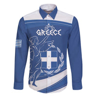 Personalized National Greek Flag Day Family Matching Off The Shoulder Long Sleeve Dress and Hawaiian Shirt Elliniki Dimokratia
