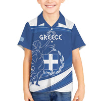 Personalized National Greek Flag Day Family Matching Off The Shoulder Long Sleeve Dress and Hawaiian Shirt Elliniki Dimokratia