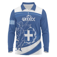 Personalized National Greek Flag Day Long Sleeve Polo Shirt Elliniki Dimokratia