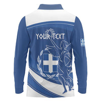 Personalized National Greek Flag Day Long Sleeve Polo Shirt Elliniki Dimokratia