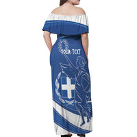 Personalized National Greek Flag Day Off Shoulder Maxi Dress Elliniki Dimokratia