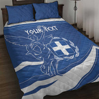 Personalized National Greek Flag Day Quilt Bed Set Elliniki Dimokratia