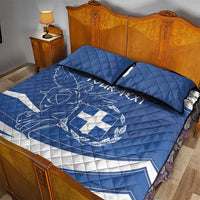 Personalized National Greek Flag Day Quilt Bed Set Elliniki Dimokratia