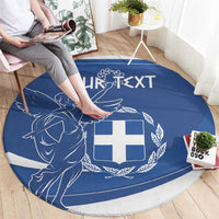 Personalized National Greek Flag Day Round Carpet Elliniki Dimokratia