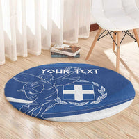 Personalized National Greek Flag Day Round Carpet Elliniki Dimokratia