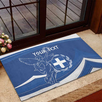 Personalized National Greek Flag Day Rubber Doormat Elliniki Dimokratia