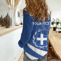 Personalized National Greek Flag Day Women Casual Shirt Elliniki Dimokratia