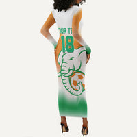 Custom Ivory Coast Football Long Sleeve Bodycon Dress Proud Elephant Fan Edition