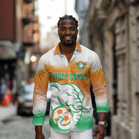Custom Ivory Coast Football Long Sleeve Button Shirt Proud Elephant Fan Edition