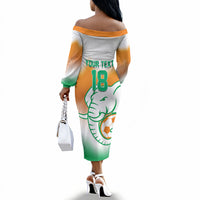 Custom Ivory Coast Football Off The Shoulder Long Sleeve Dress Proud Elephant Fan Edition