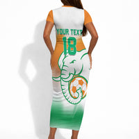 Custom Ivory Coast Football Short Sleeve Bodycon Dress Proud Elephant Fan Edition