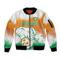 Custom Ivory Coast Football Sleeve Zip Bomber Jacket Proud Elephant Fan Edition